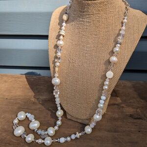 Long Pearl MOP crystal Necklace